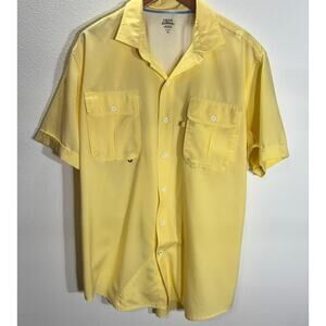 IZOD Saltwater Performance Shirt XL Yellow Fishing Camp Outdoor Short Sleeve